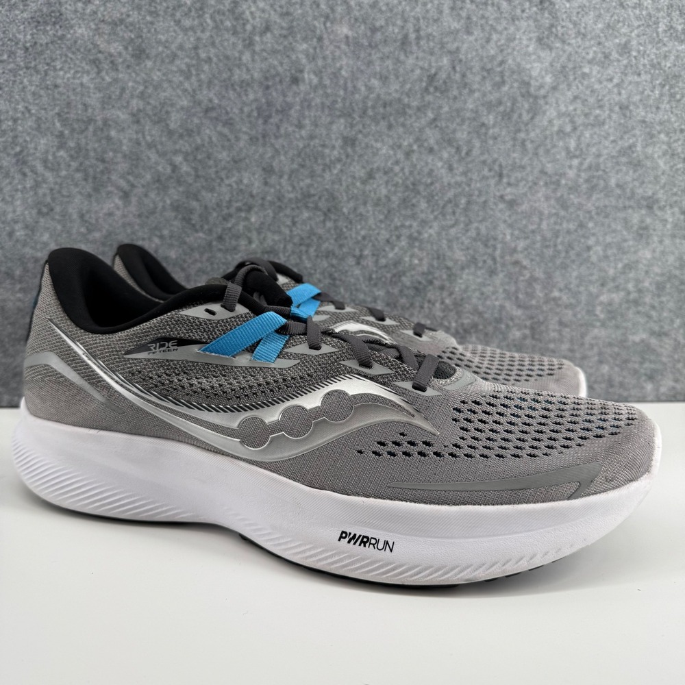 Saucony Ride 15 Running Shoes Mens 12 Grey Blue PWRRUN S20729-15